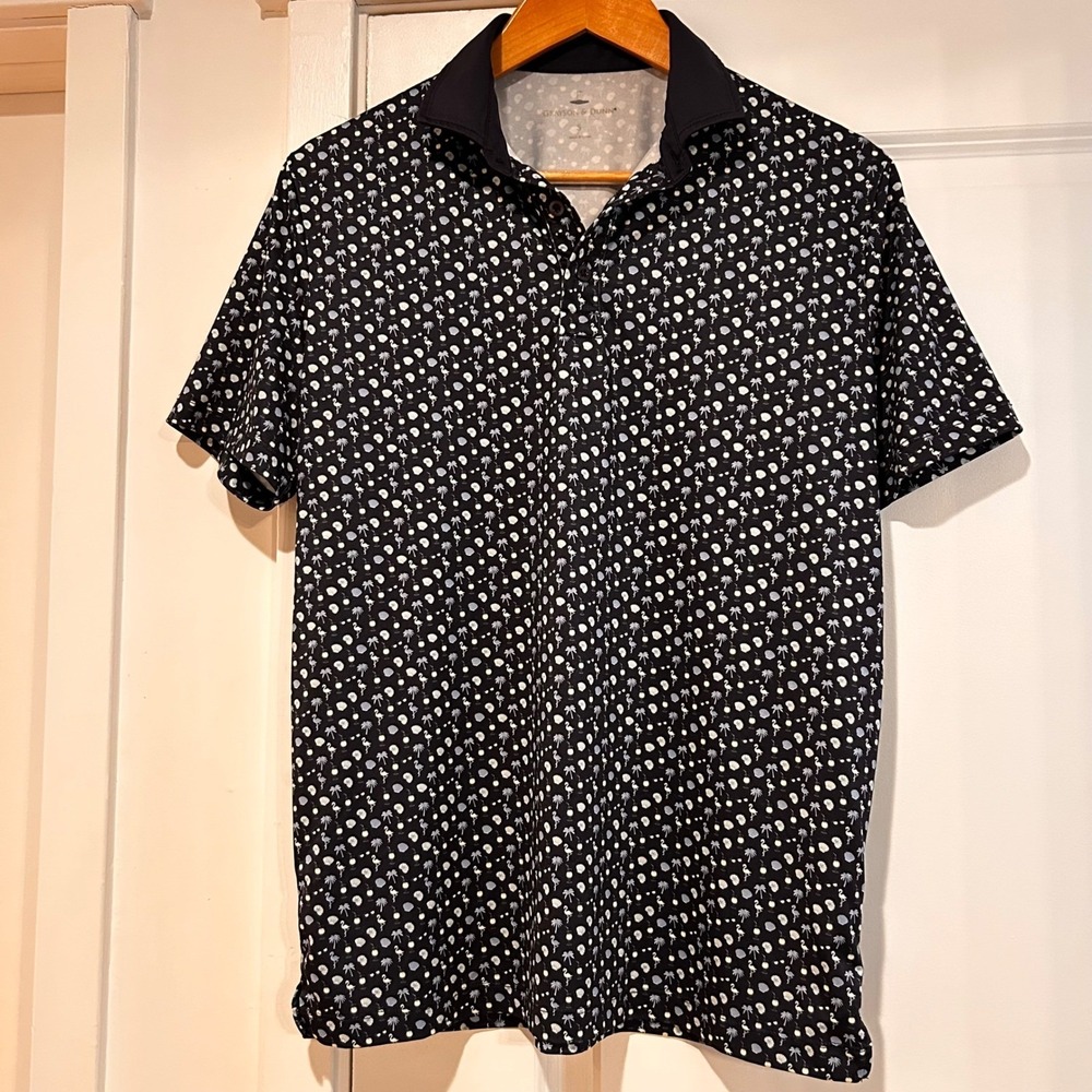 Grayson & Dunn Mens Performance Allover Print Flamingo Palm Tree Golf Polo Small